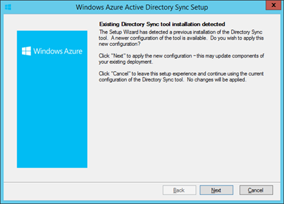DirSync upgrade installer