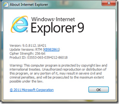 IE9 About Window