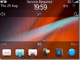Blackberry device main screen