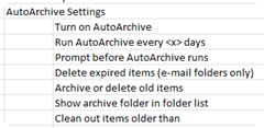 AutoArchive Group Policy Settings