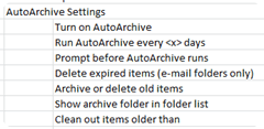 AutoArchive Group Policy Settings AutoArchive Group Policy Settings
